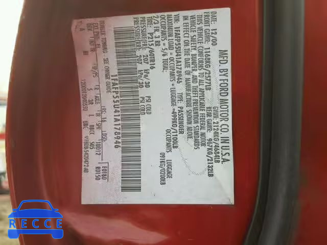 2001 FORD TAURUS SES 1FAFP55U41A178946 image 9