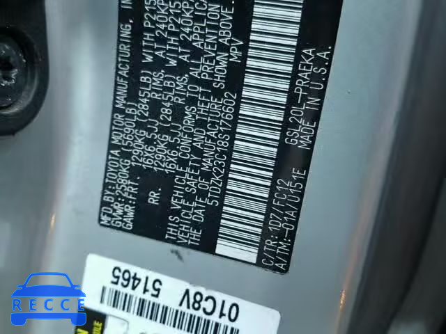 2008 TOYOTA SIENNA CE/ 5TDZK23C18S176602 image 9