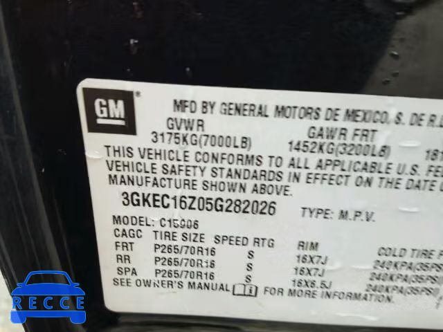 2005 GMC YUKON XL C 3GKEC16Z05G282026 image 9