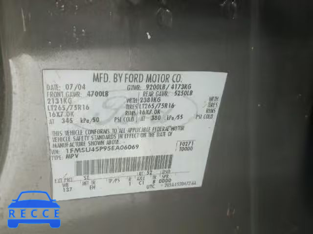 2005 FORD EXCURSION 1FMSU45P95EA06069 image 9