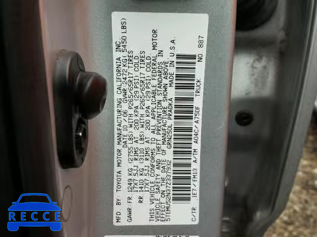 2007 TOYOTA TACOMA DOU 5TEMU52N37Z337932 image 9
