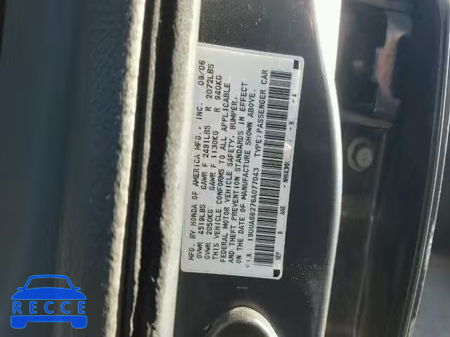 2006 ACURA 3.2 TL 19UUA66276A077043 image 9