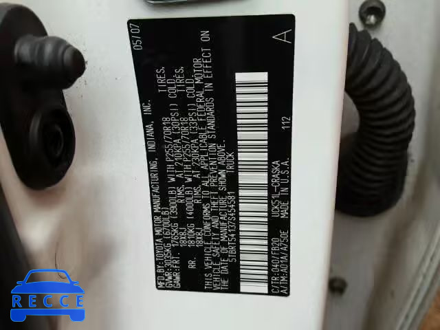 2007 TOYOTA TUNDRA DOU 5TBRT54137S454581 image 9