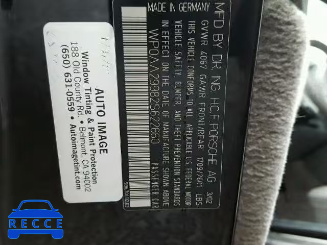 2002 PORSCHE 911 CARRER WP0AA29982S622660 зображення 9