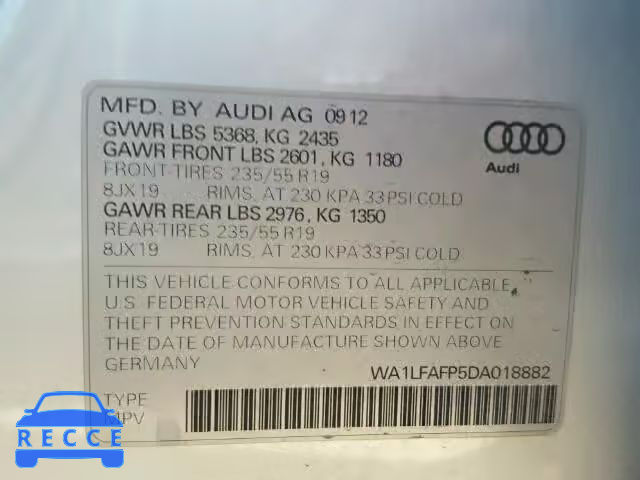 2013 AUDI Q5 PREMIUM WA1LFAFP5DA018882 image 8