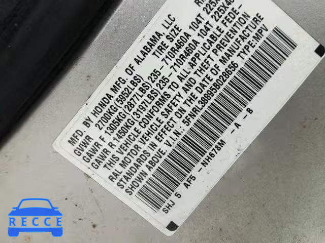 2005 HONDA ODYSSEY TO 5FNRL38895B028656 image 9