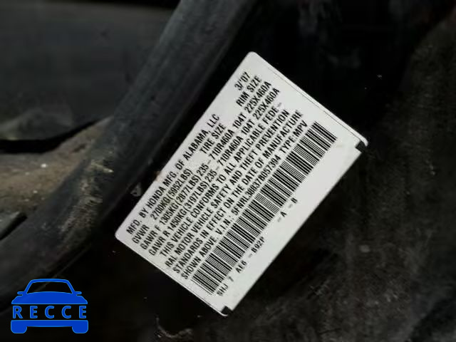 2007 HONDA ODYSSEY TO 5FNRL38837B057394 image 9