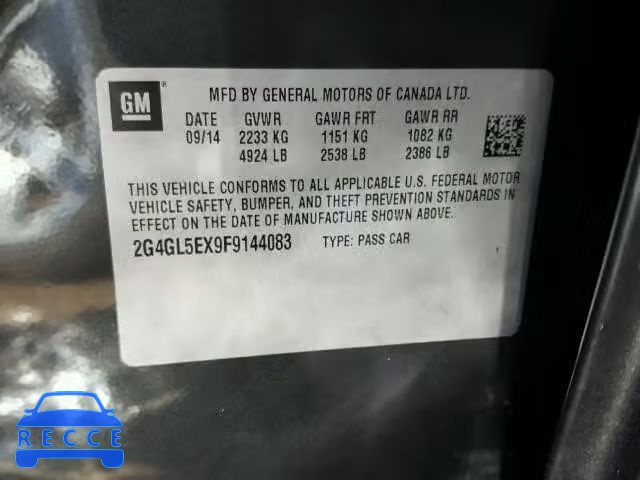 2015 BUICK REGAL 2G4GL5EX9F9144083 image 9