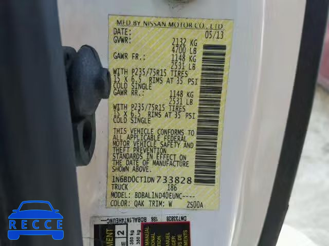 2013 NISSAN FRONTIER S 1N6BD0CT1DN733828 Bild 9