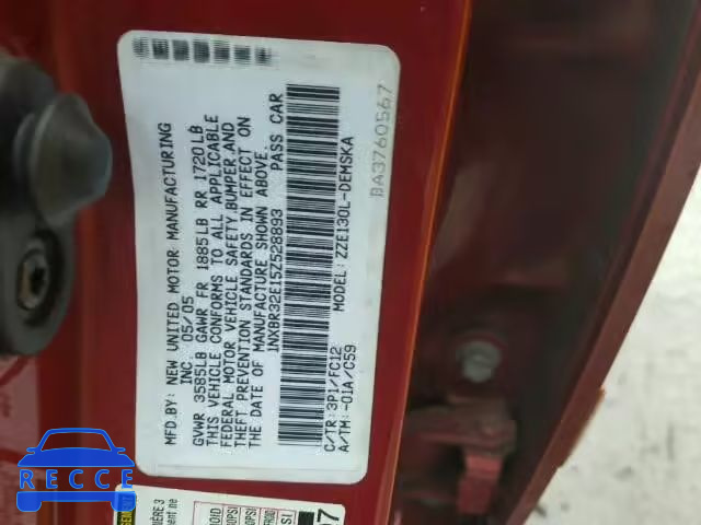 2005 TOYOTA COROLLA 1NXBR32E15Z528893 image 9