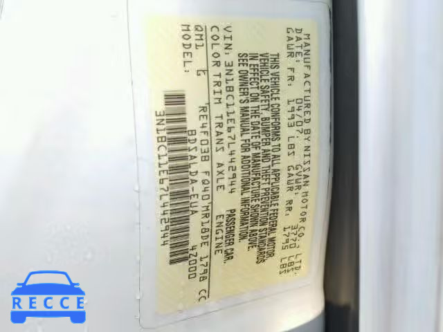 2007 NISSAN VERSA S/SL 3N1BC11E67L442944 image 9