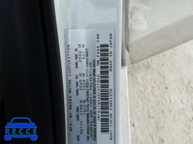 2016 MAZDA 6 GRAND TO JM1GJ1W54G1411040 image 9