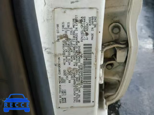 1998 TOYOTA 4RUNNER JT3GM84R2W0035257 image 9