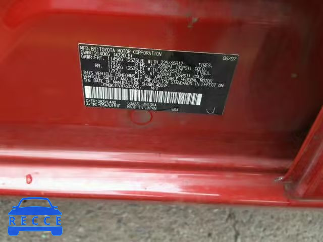2007 TOYOTA RAV4 LTD JTMBK31V476026347 image 9