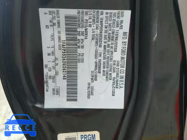 2002 FORD TAURUS SES 1FAFP55262G262148 image 9