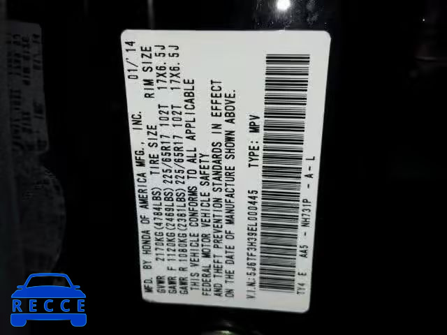 2014 HONDA CROSSTOUR 5J6TF3H39EL000445 image 9