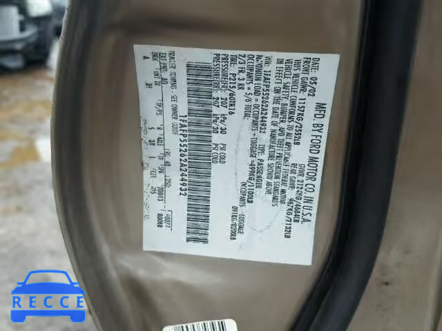 2002 FORD TAURUS SES 1FAFP55262A244932 image 9