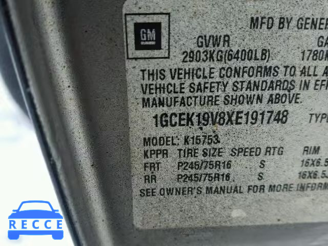 1999 CHEVROLET SILVERADO 1GCGK29U3XE236701 image 9