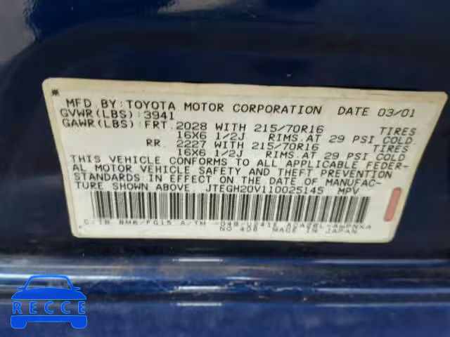 2001 TOYOTA RAV4 JTEGH20V110025145 image 8