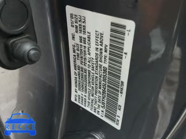 2005 HONDA ELEMENT EX 5J6YH28645L005380 image 9