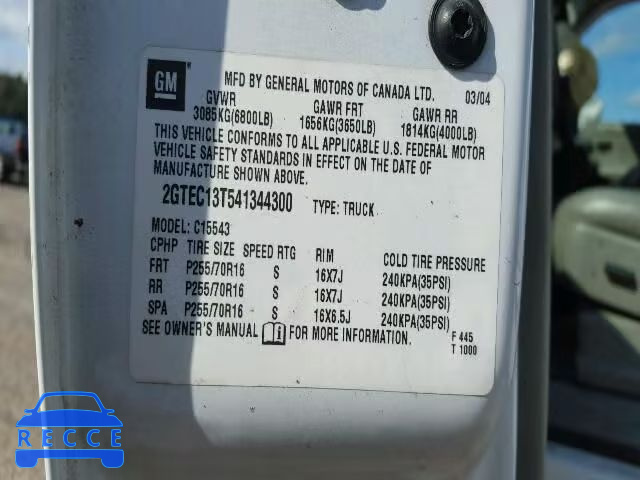 2004 GMC SIERRA C15 2GTEC13T541344300 image 9