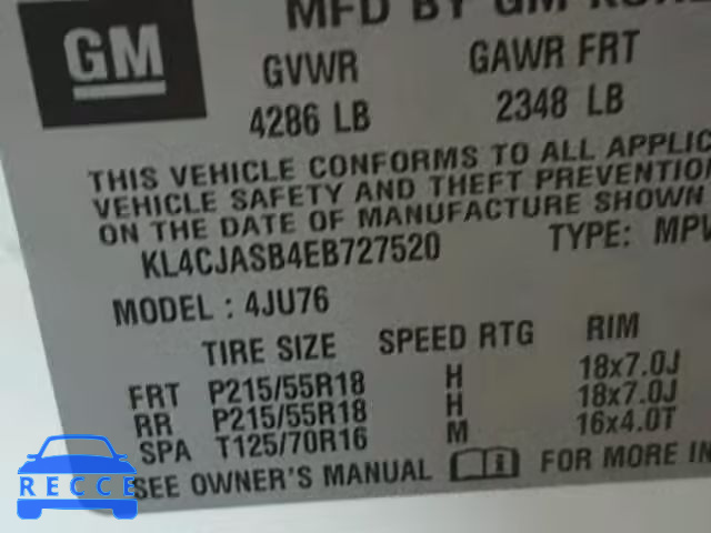 2014 BUICK ENCORE KL4CJASB4EB727520 зображення 9