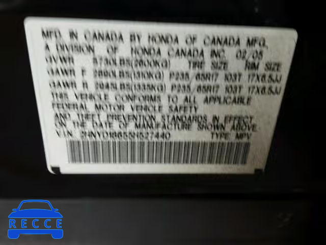 2005 ACURA MDX Touring 2HNYD18655H527440 image 9