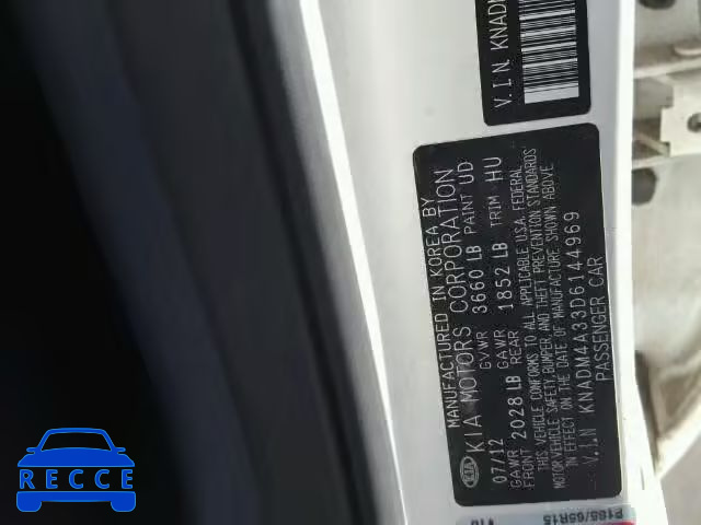 2013 KIA RIO LX KNADM4A33D6144969 зображення 9