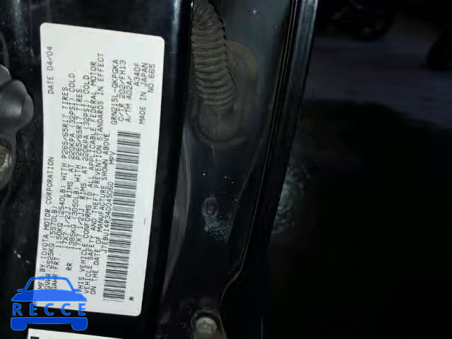 2004 TOYOTA 4RUNNER SR JTEBU14R340045060 image 9