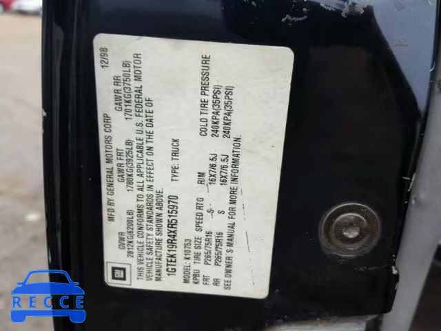 1999 GMC SIERRA K15 1GTEK19R4XR515970 image 9
