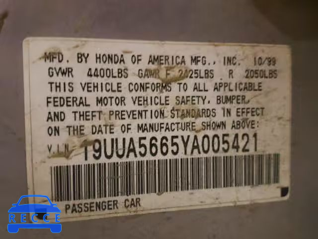 2000 ACURA 3.2 TL 19UUA5665YA005421 Bild 9