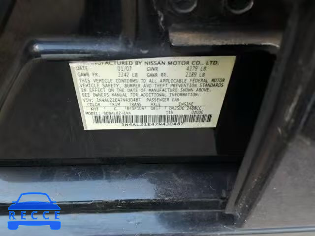 2007 NISSAN ALTIMA 2.5 1N4AL21E47N430487 image 9