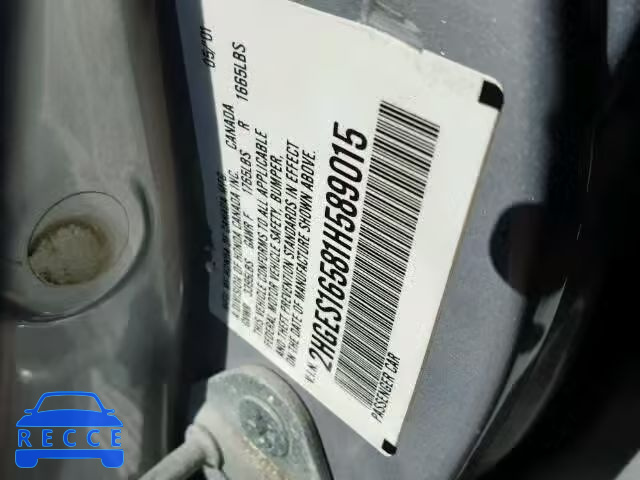 2001 HONDA CIVIC LX 2HGES16581H589015 image 9