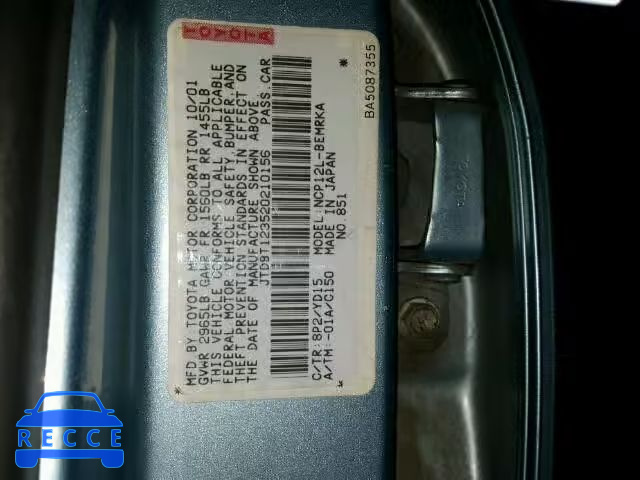 2002 TOYOTA ECHO JTDBT123520210156 image 9
