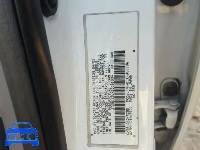 2002 TOYOTA PRIUS JT2BK12UX20061604 image 9