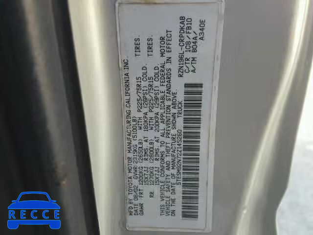 2002 TOYOTA TACOMA XTR 5TESM92N72Z145260 image 9