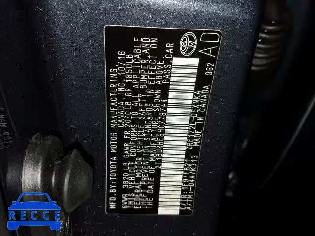 2017 TOYOTA COROLLA L 2T1BURHE8HC778744 image 9