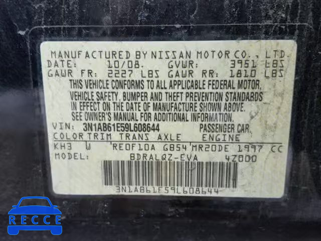 2009 NISSAN SENTRA 2.0 3N1AB61E59L608644 image 9