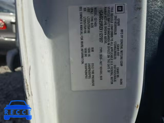 1999 CHEVROLET EXPRESS G2 1GAGG25R2X1127987 image 9