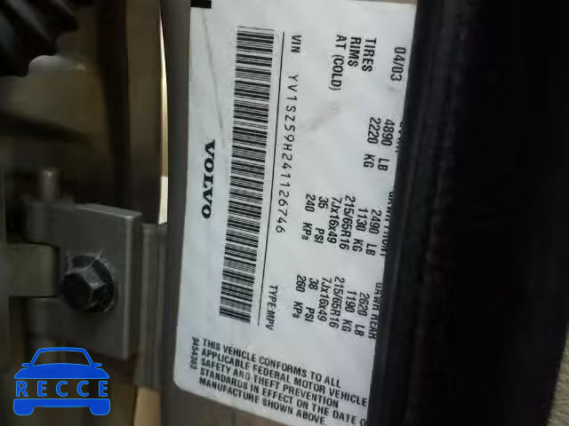 2004 VOLVO XC70 YV1SZ59H241126746 Bild 9