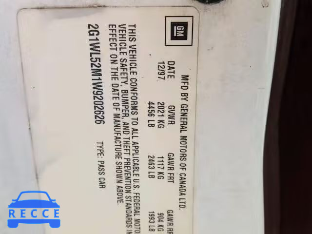 1998 CHEVROLET LUMINA/LS 2G1WL52M1W9202626 image 9