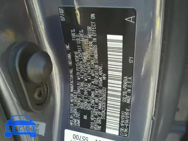 2007 TOYOTA SIENNA CE/ 5TDZK23C87S090203 image 9