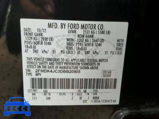 2013 FORD EDGE SEL A 2FMDK4JC3DBB20905 Bild 9