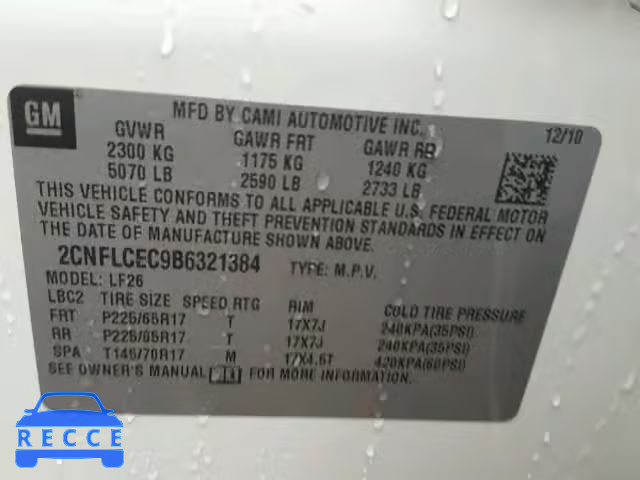 2011 CHEVROLET EQUINOX LS 2CNFLCEC9B6321384 image 9