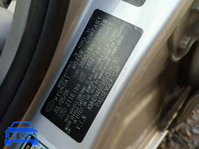 2006 HYUNDAI ELANTRA GL KMHDN46D96U378285 Bild 9