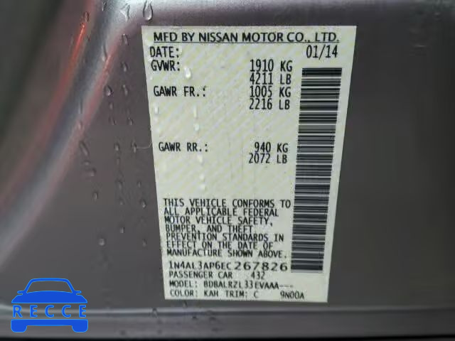2014 NISSAN ALTIMA 2.5 1N4AL3AP6EC267826 image 9
