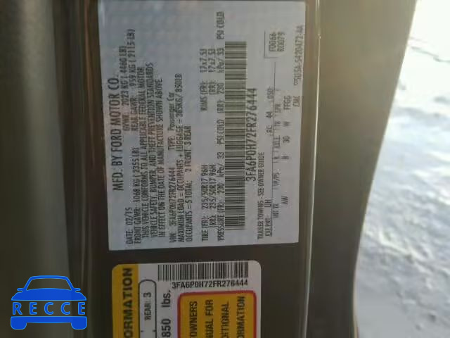 2015 FORD FUSION SE 3FA6P0H72FR276444 Bild 9