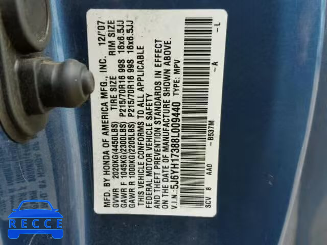 2008 HONDA ELEMENT LX 5J6YH17388L009440 image 9