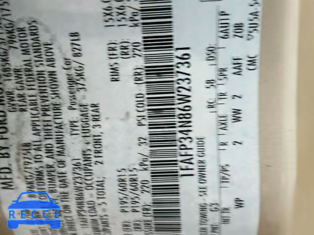 2006 FORD FOCUS ZX4 1FAFP34N86W237361 Bild 9