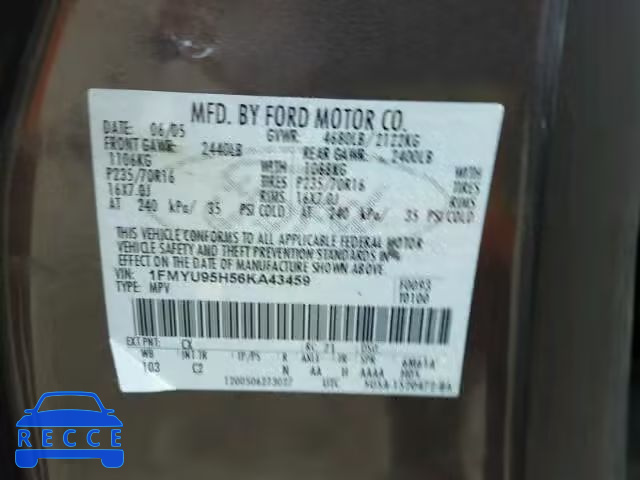 2006 FORD ESCAPE HEV 1FMYU95H56KA43459 зображення 9